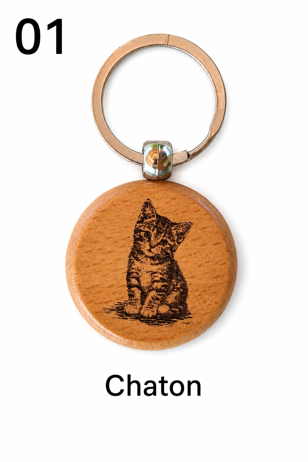 Porte-clés en bois gravé – Création artisanale WOOW-FRANCE