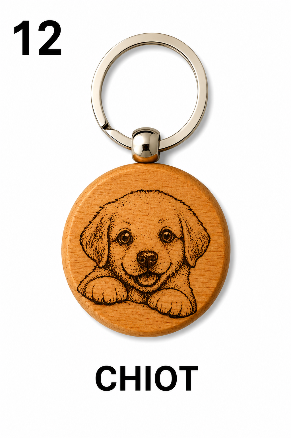 Porte-clés en bois gravé – Création artisanale WOOW-FRANCE