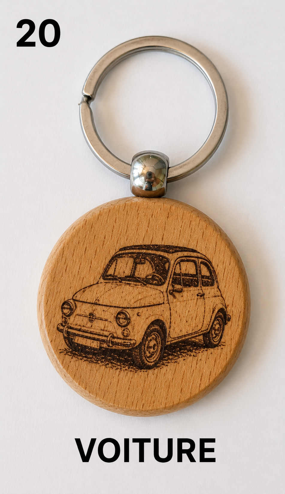 Porte-clés en bois gravé – Création artisanale WOOW-FRANCE