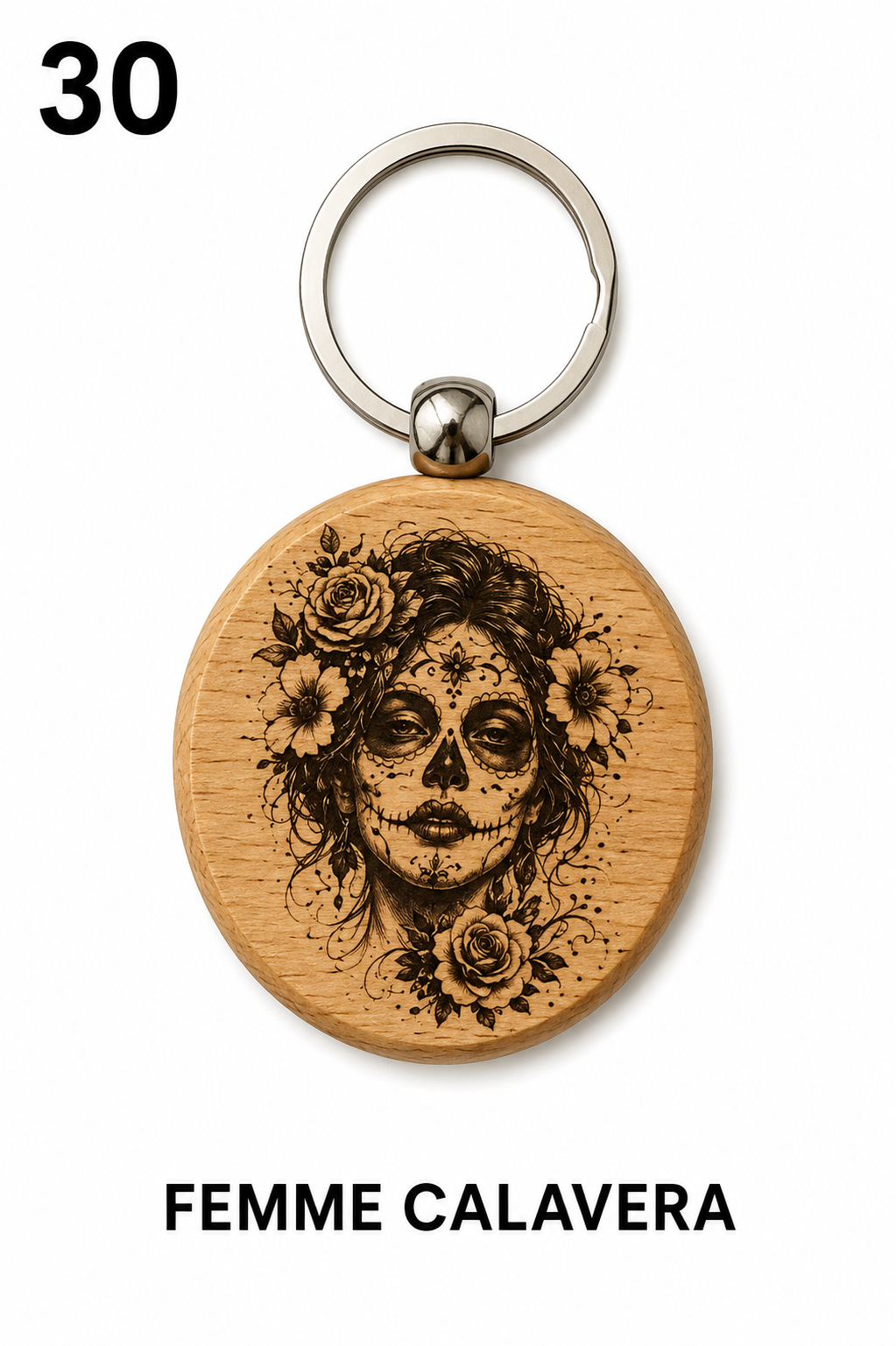 Porte-clés en bois gravé – Création artisanale WOOW-FRANCE