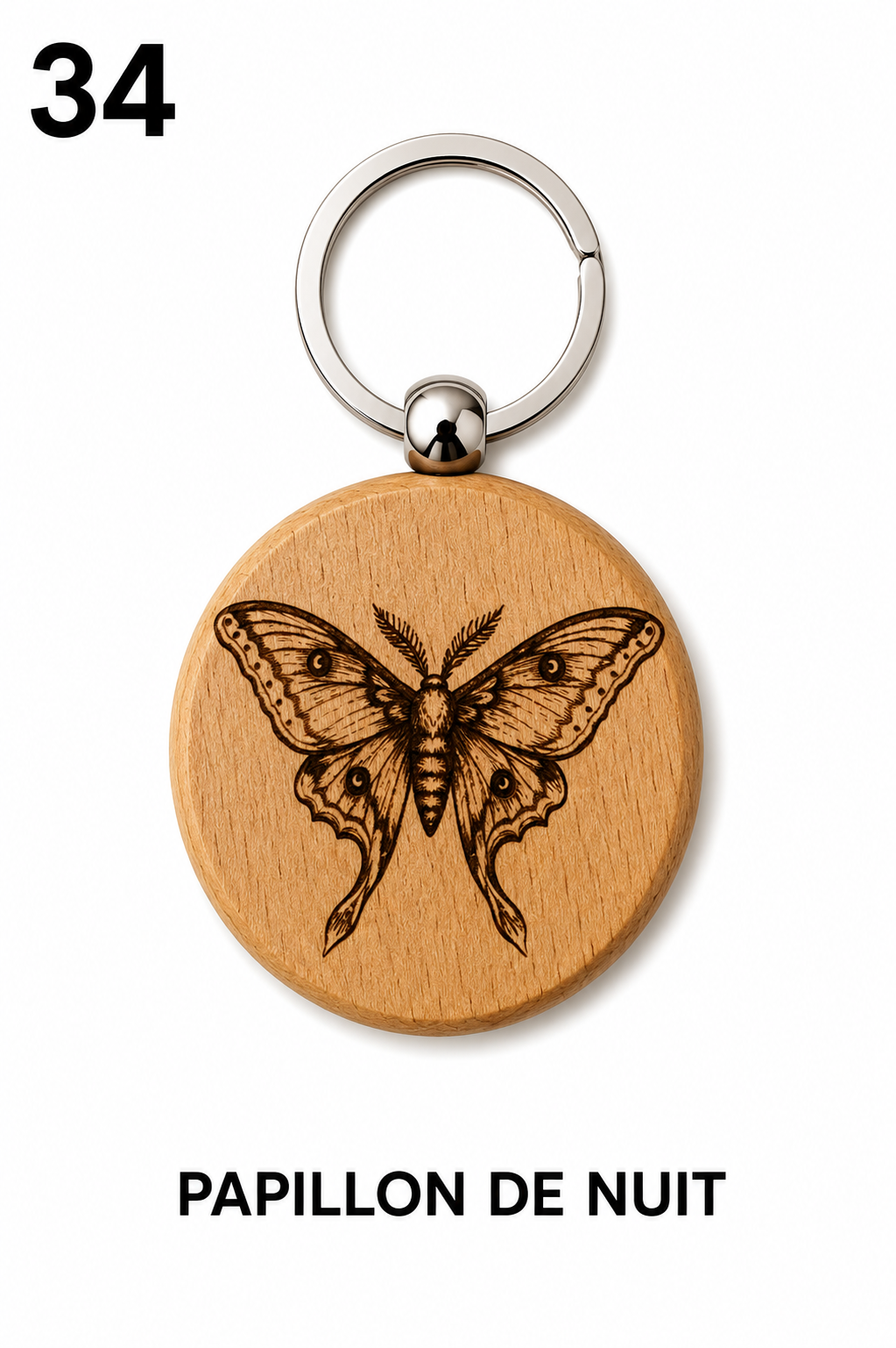 Porte-clés en bois gravé – Création artisanale WOOW-FRANCE