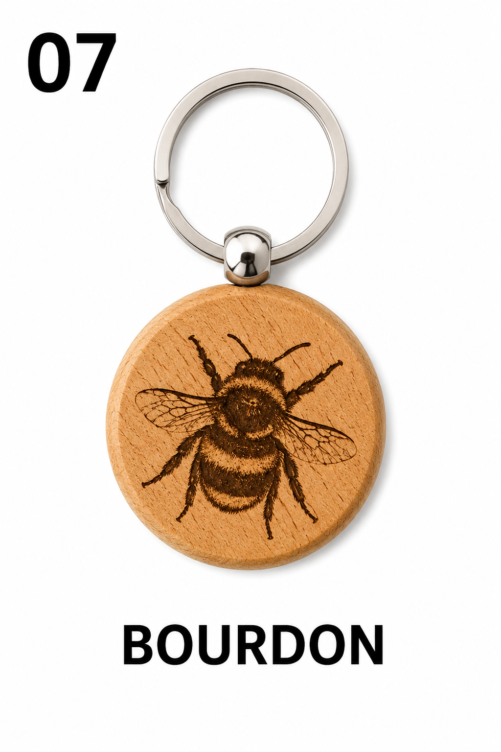 Porte-clés en bois gravé – Création artisanale WOOW-FRANCE