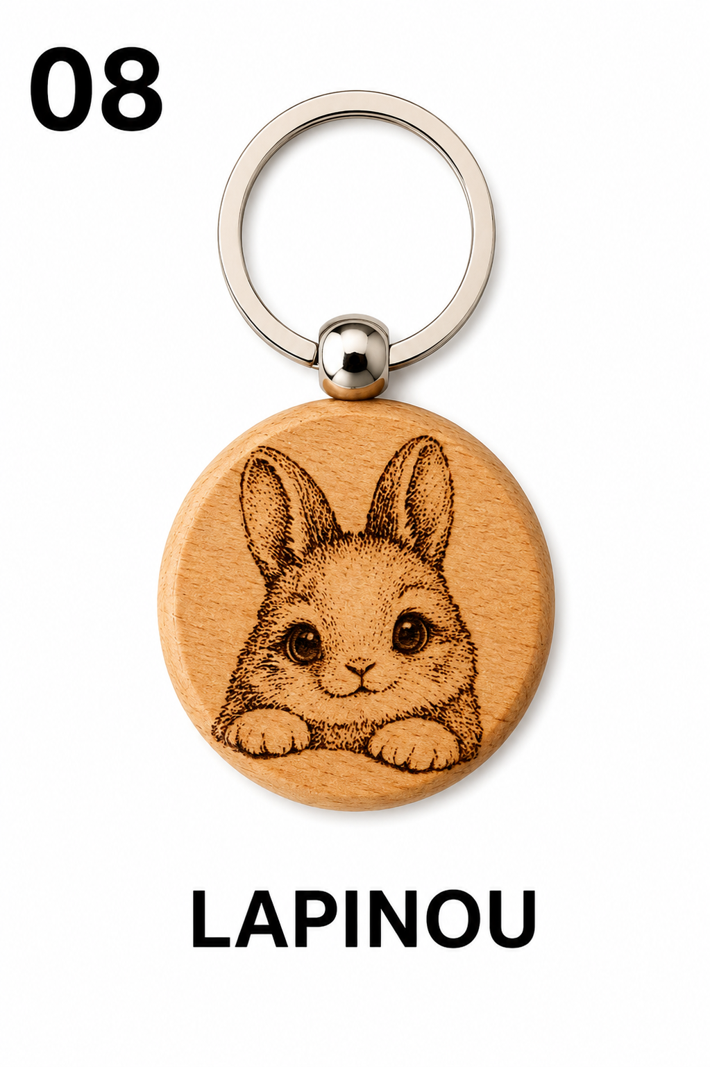 Porte-clés en bois gravé – Création artisanale WOOW-FRANCE